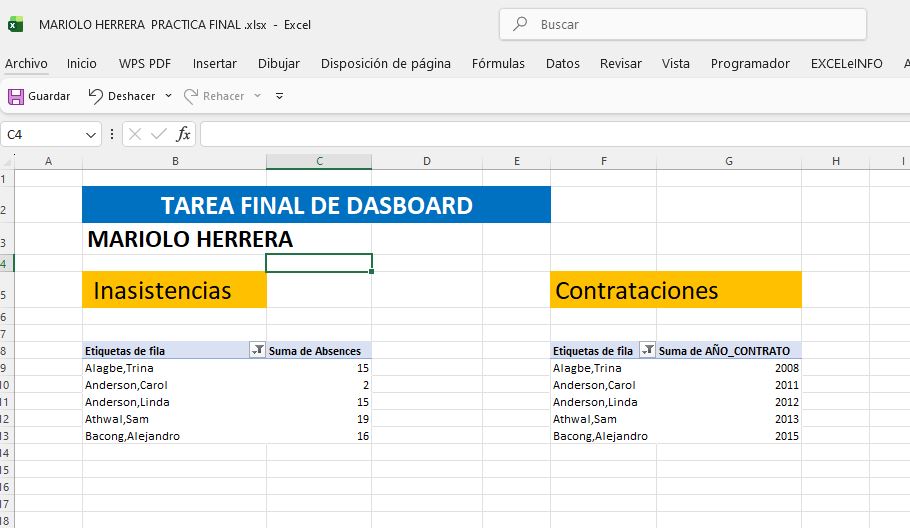 Vista previa de Dashboard de Personal en Excel: KPIs, plantilla y reclutamiento