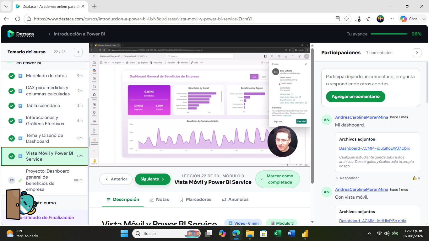 Vista previa de Dashboard general de beneficios de empresa