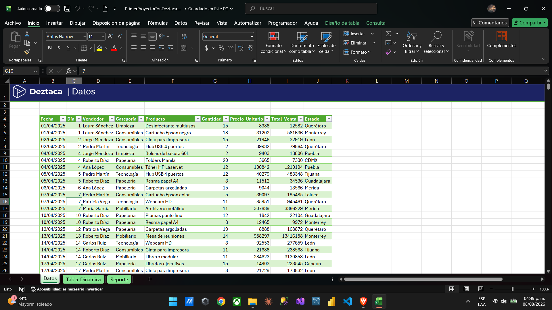 Vista previa de Reporte automatizado de Ventas