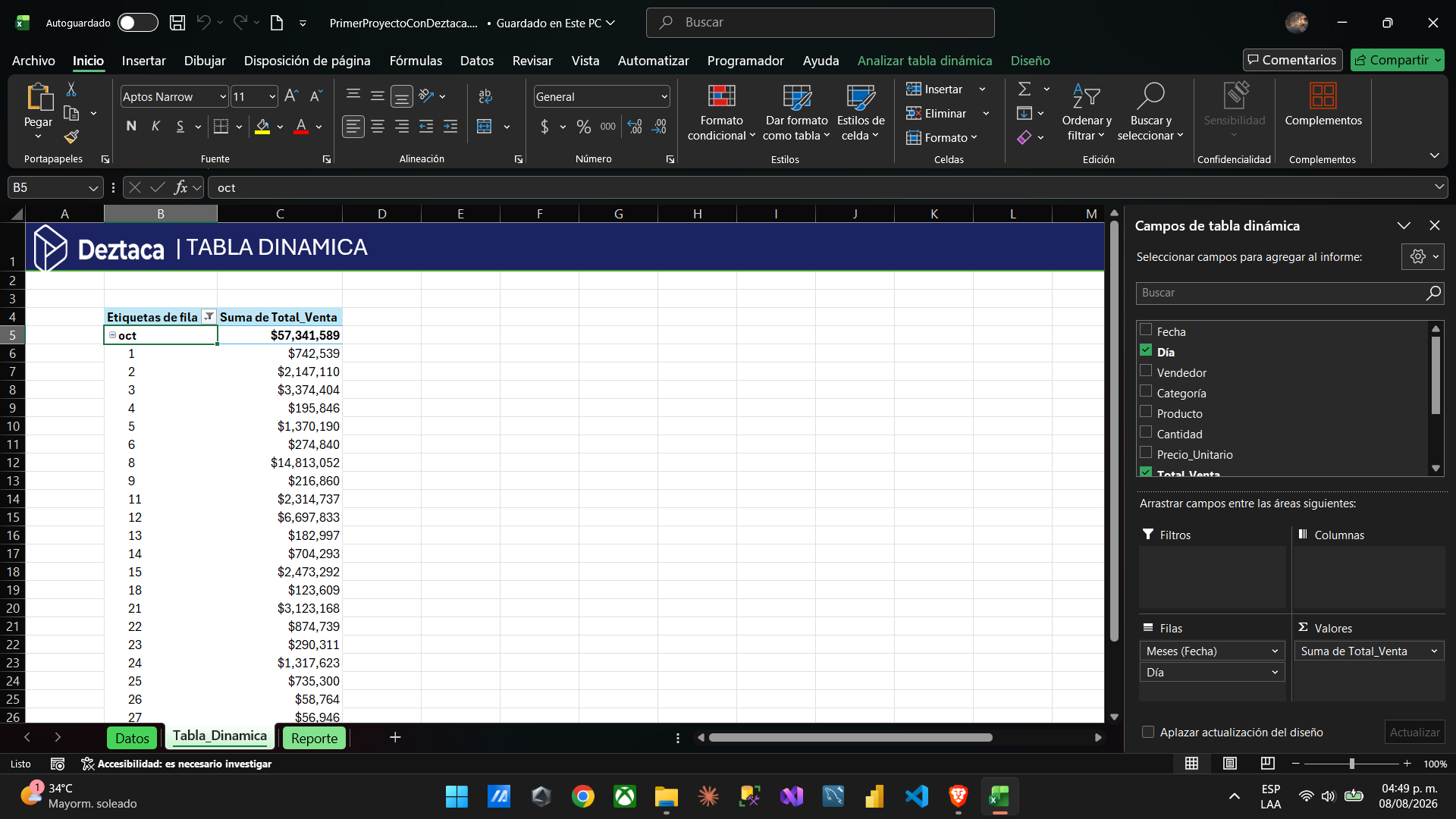 Vista previa de Reporte automatizado de Ventas